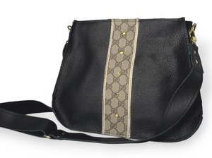 Alison Crossbody In Black Leather | Upcycled GG