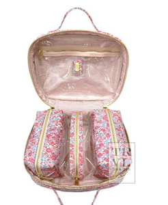 LUXE TRVL2 MARSEILLE Cosmetic Case with Pink Pinstripe Liner