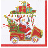 Santa's Golf Cart Beverage Napkin