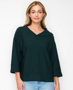 Kourtney Crepe Knit Top _ Hunter Green