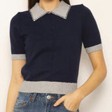Casey Whipstitch Polo Sweater Navy