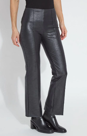 Elysse Foiled Vegan Leather Pant Black