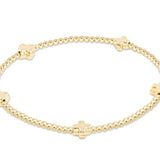 Signature Cross Small Gold 2mm Bead Bracelet