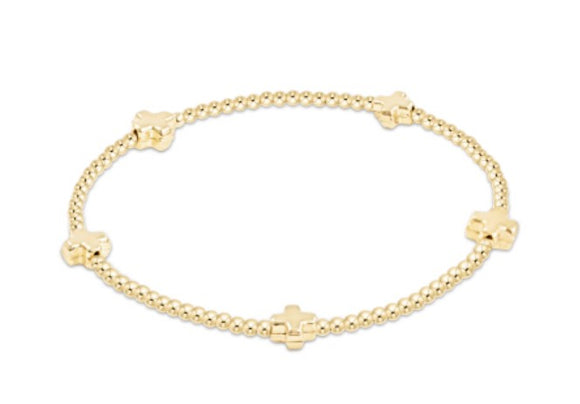 Signature Cross Small Gold 2mm Bead Bracelet