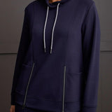 Funnel Neck Top W/Pockets L/S