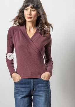 Shawl Collar Faux Wrap Top