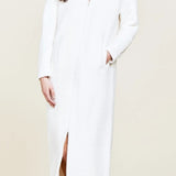 CozyChic Full Zip V-Neck Lounger - Cream