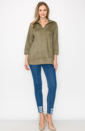 Addison Stretch Suede Top