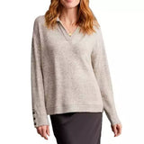 Johnny Ribbed Collar Top - Moonstone