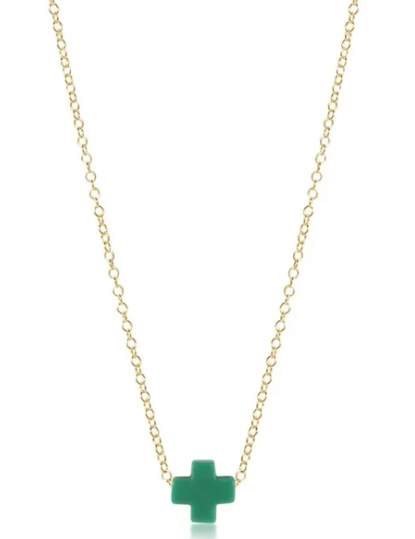 16" Necklace Gold- Signature Cross Small