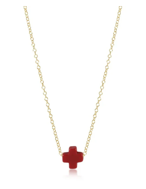 16" Necklace Gold- Signature Cross Small
