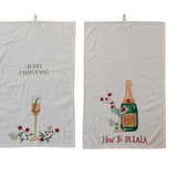 Cotton Slub Tea Towel w/Holiday Saying