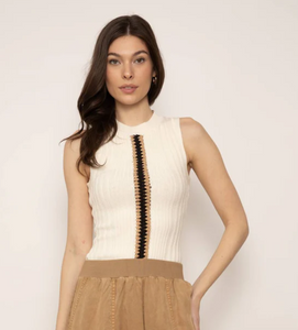 Jules Crochet Edge Sleeveless Crew