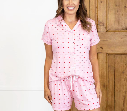 Tickled Pink Button-Up Sleep Shirt