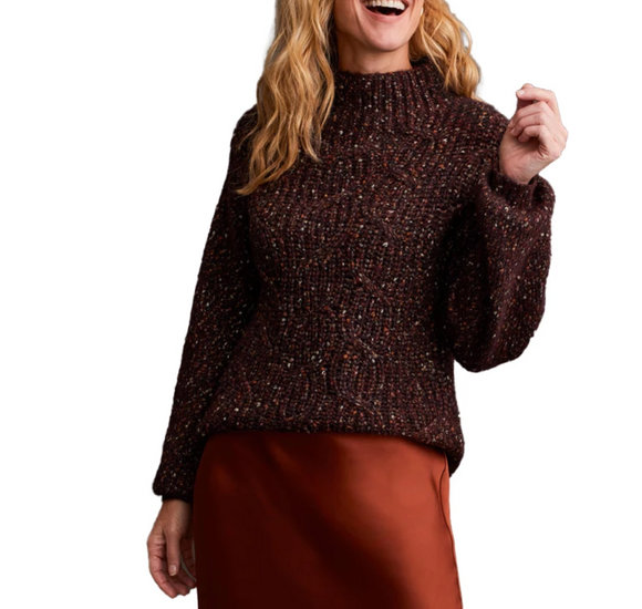 Funnel Neck Oversized Sweater - Coffee Bean