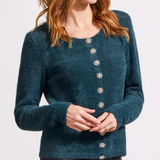 Sweater Cardigan with Fancy Buttons - Alpine Green