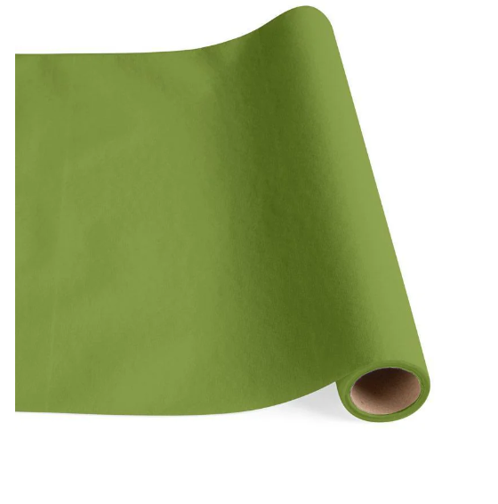 Paper Linen Leaf Green Table Runner