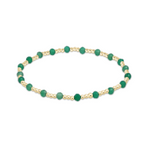 Gemstone Gold Sincerity pattern 3mm bead Bracelet - Green Onyx