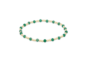 Gemstone Gold Sincerity pattern 3mm bead Bracelet - Green Onyx