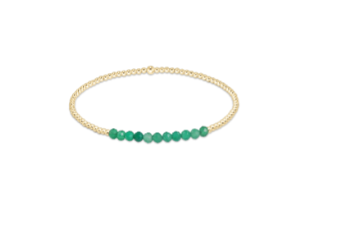 Gold Bliss 2mm Bead Bracelet - Green Onyx