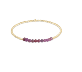 Gold Bliss 2mm Beaded Bracelet - Ruby