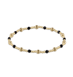 Dignity Sincerity Pattern 4MM Bead Bracelet- Faceted Onyx