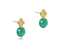 Signature Cross Gold Stud - Green Onyx