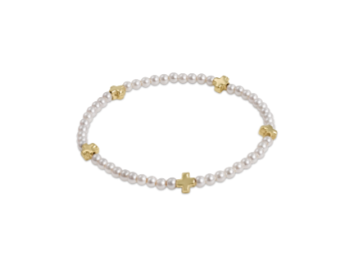 Signature Cross Small Pearl 3mm Bead Bracelet
