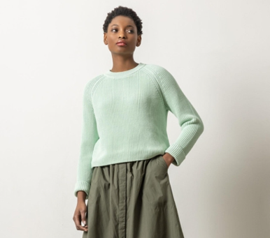 Zip Back Raglan Sweater - Pistachio