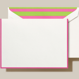 Raspberry Bordered Notes on Pearl White Kid Finish paper