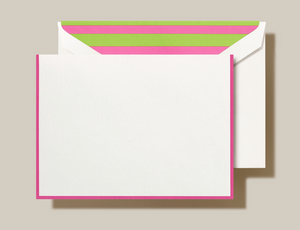 Raspberry Bordered Notes on Pearl White Kid Finish paper