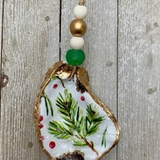 Oyster Decoupage Ornaments | Pine Branch w/Berries