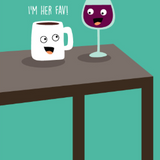Wine and Coffee Greeting Card