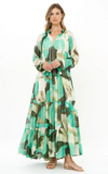 Belted Long Sleeve Shift Maxi Dress | Ginkgo Green