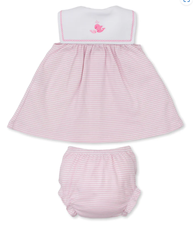 Whale Wonder Pink Srtripe Dress Set