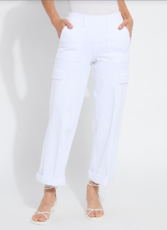 Scout Hi Waist Cuffed Cargo | White