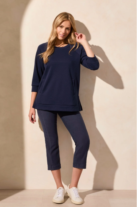 Quilted Tunic with Kangaroo Pocket | Jet BLue