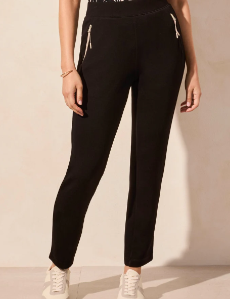 Techno Lux Contrast Trim Pull-On Ankle Pants
