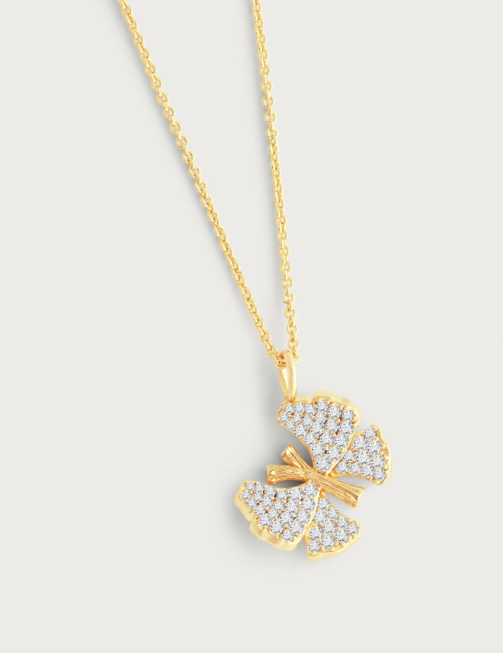 Butterfly White Pavé Small Necklace