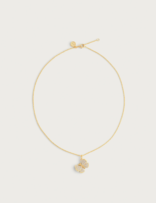 Butterfly White Pavé Small Necklace