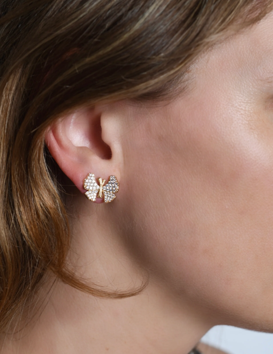 Butterfly White Pavé Stud Earrings