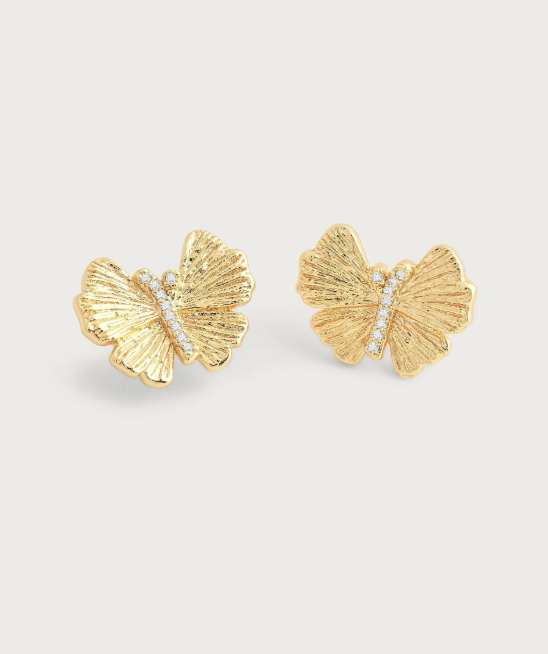 Butterfly Stud Gold Earrings