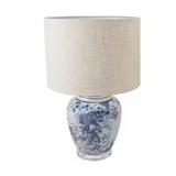 Hand-Painted Ceramic Table Lamp w/ Linen Shade