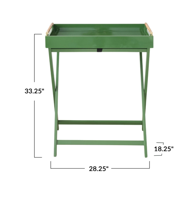 Folding Removable Tray Table w/ Bamboo Handles | Green