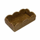 Rattan Scalloped Guest Towel Napkin Holders | Natural