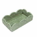 Rattan Scalloped Guest Towel Napkin Holders | Green