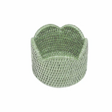 Rattan Scalloped Wine Coaster | Green