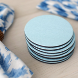 Classic Round Canvas Felt-Backed Coasters | Aqua