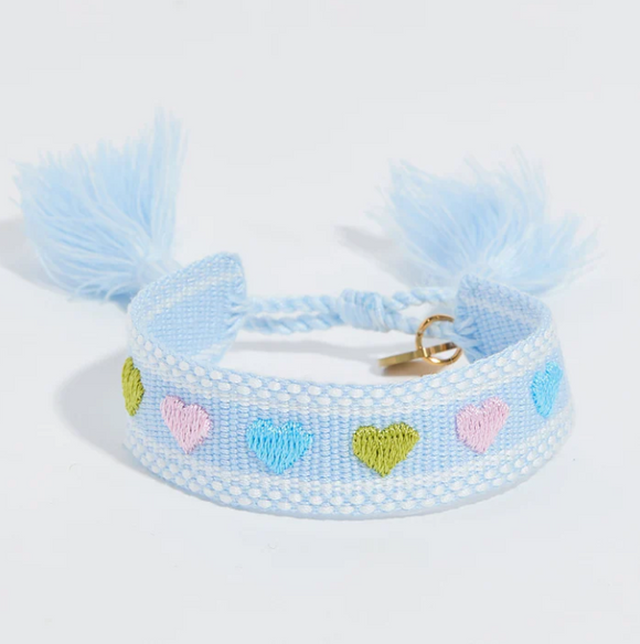 Blue Hearts Tassel Bracelet