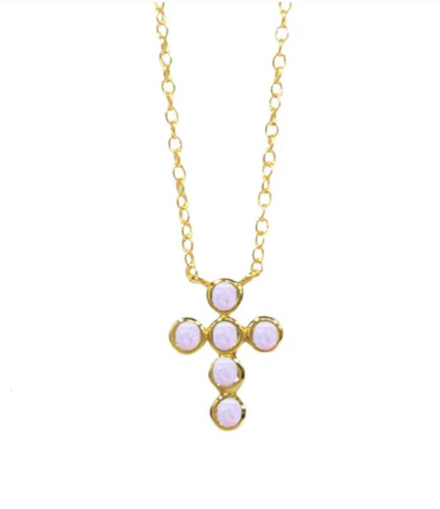 Baby Opal Cross Necklace
